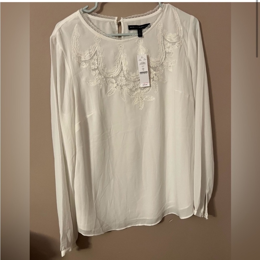 White House black market embroidered blouse size 12 new with tags. - Picture 2 of 4